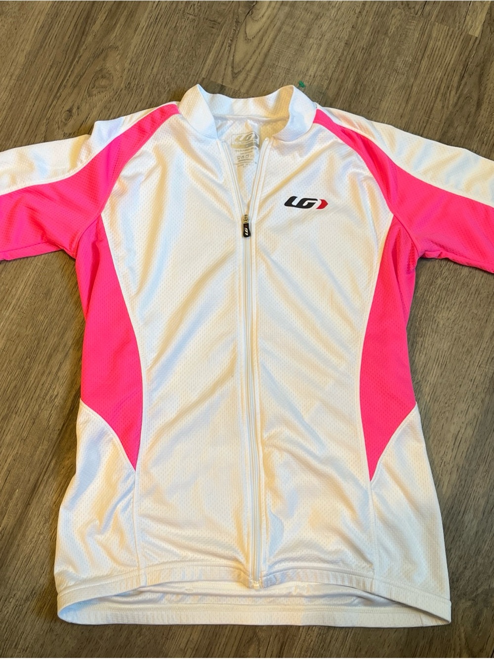 Louis Garneau White and Hot Pink Cycling Jersey M